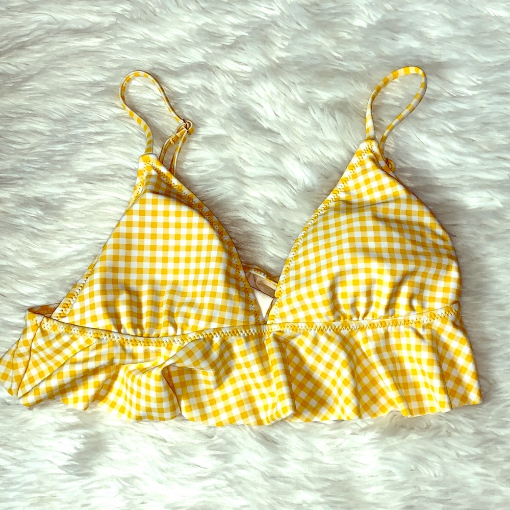 Cupshe Yellow Gingham Bikini Top Size Medium